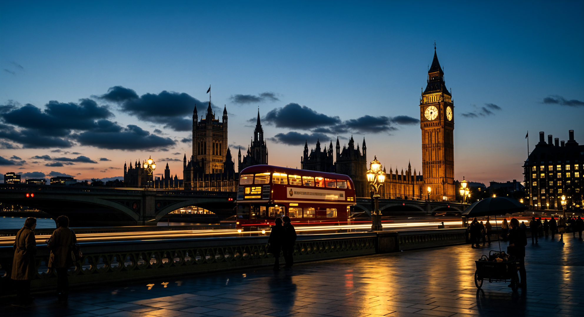 London skyline and Westminster at dusk